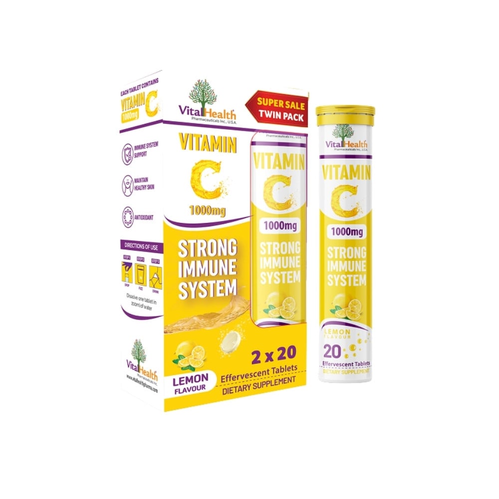 Vital Health Vitamin C 1000mg Lemon Flavour Twin Pack 